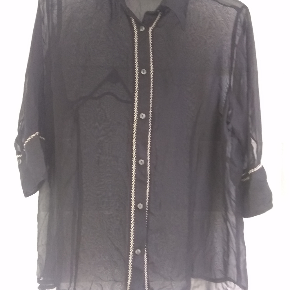Vintage Maxi Sheer Blouse, XL-2 - Picture 3 of 14